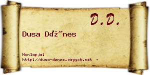 Dusa Dénes névjegykártya