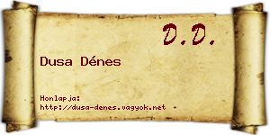 Dusa Dénes névjegykártya